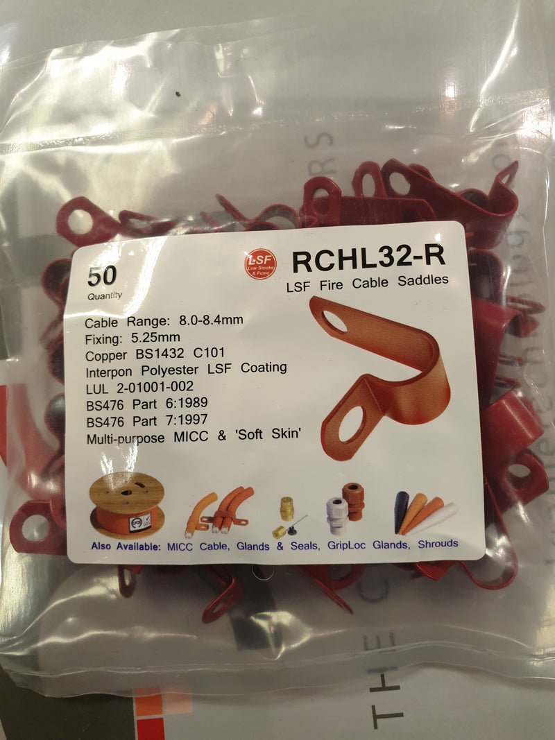 Cable Accessory P Clips Red. RCHL32-R(Bag of 50)