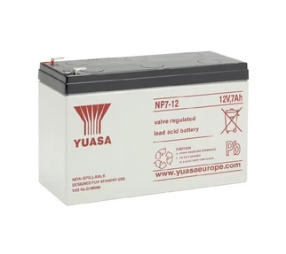Yuasa Sealed Lead Battery 12 volt 7 Ampere Hour. Has many uses including fire alarm systems, intruder alarm systems and numerious applications for leisure and commerce. Including Electric Scooters and Golf Carts.